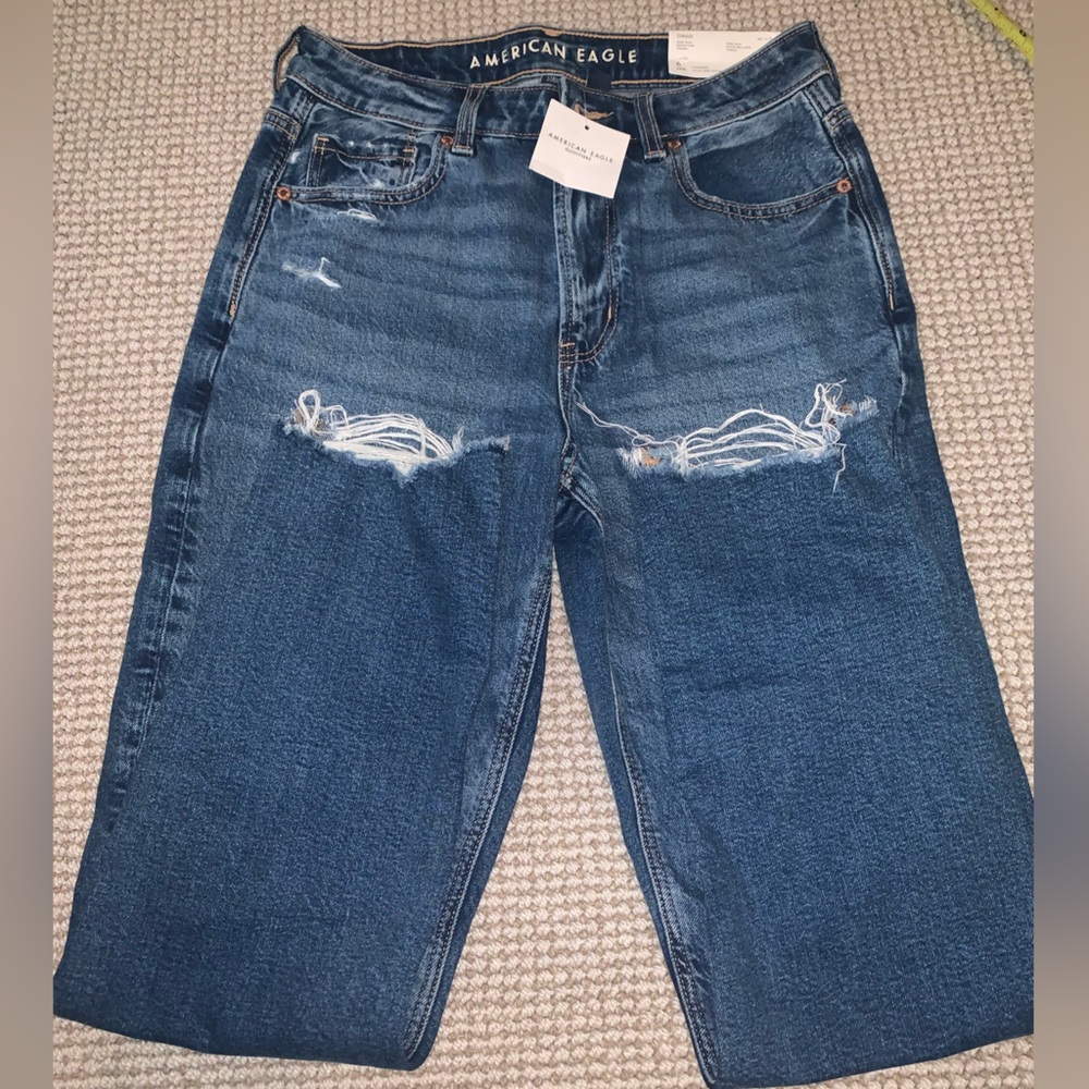 New American Eagle Outfitters Blue Strigid Mom Jean Size 6 R